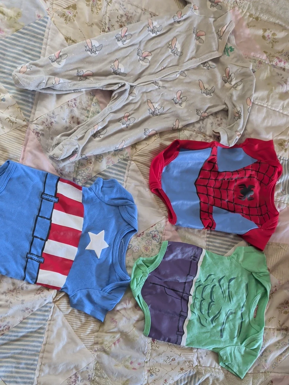 Disney Superhero Bodysuit Pack in Blue, Red, Green, Gray